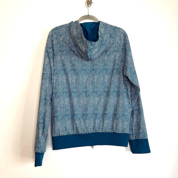 Nike Mens Hoodie Windbreaker Jacket Size M Blue White All Over Print Lined - Picture 2 of 7